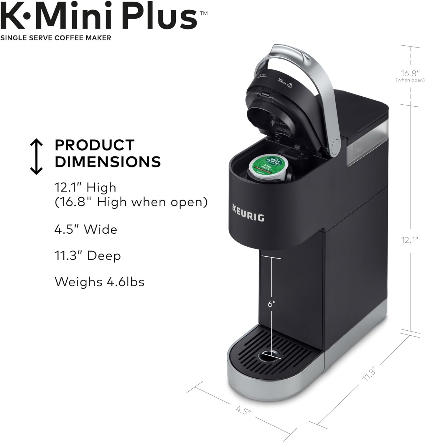 Keurig K-Mini Plus Single Serve K-Cup Pod Coffee Maker, Black