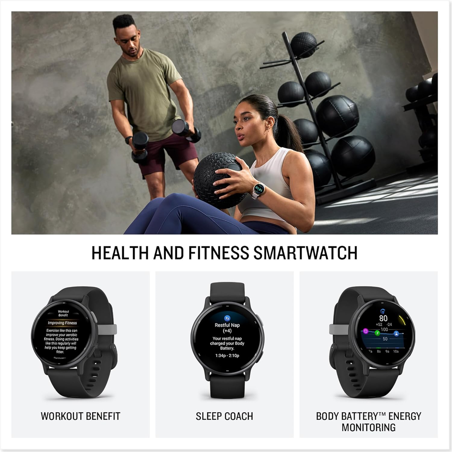 Garmin vívoactive 5, Health and Fitness GPS Smartwatch, AMOLED Display, Up to 11 Days of Battery, Black