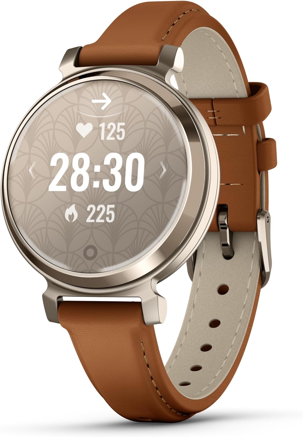 Garmin Lily 2, Small and Stylish Smartwatch, Hidden Display, Patterned Lens, Up to 5 Days Battery Life, Tan