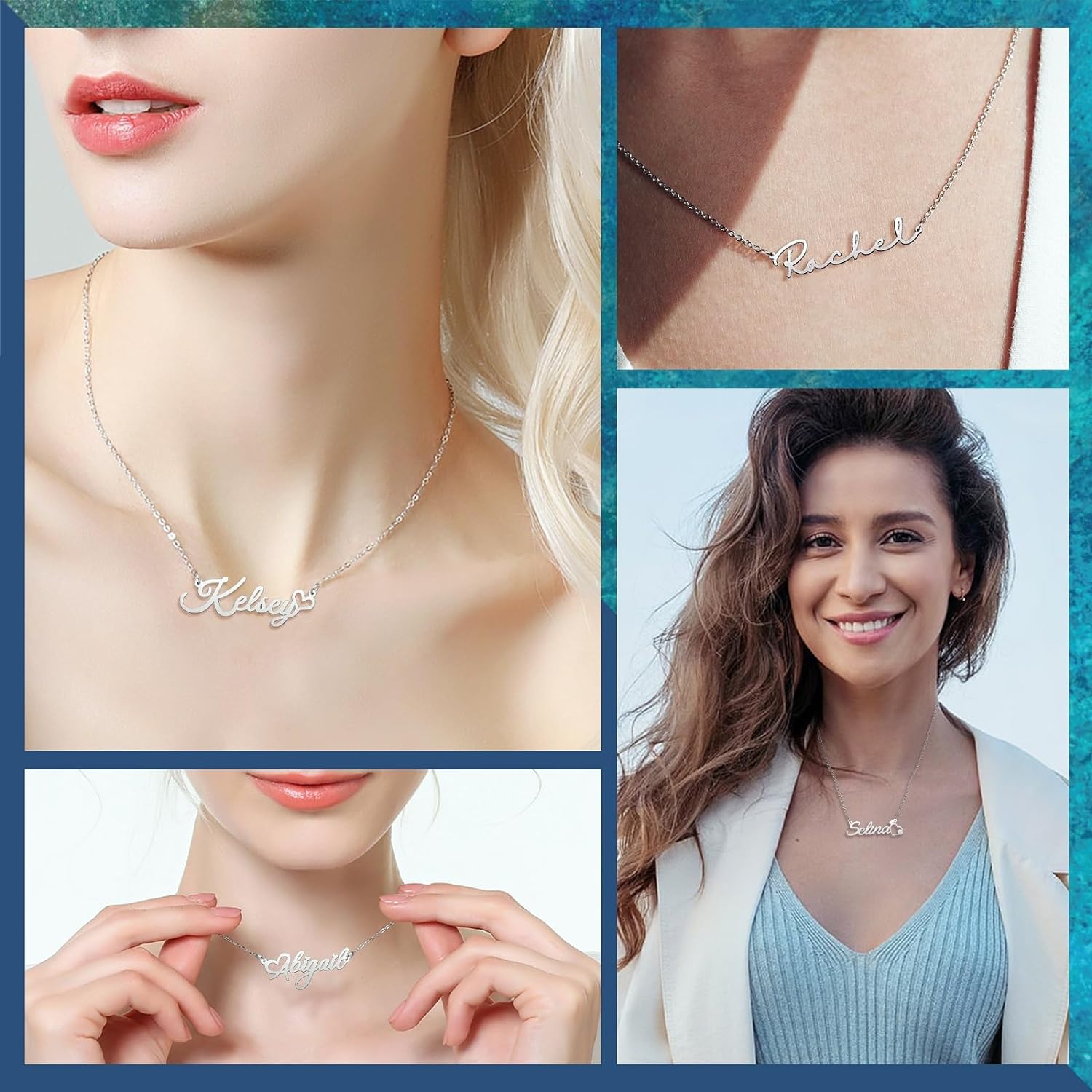 Personalized Name Necklace Love Heart Custom Name Necklace 925 Sterling Silver Name Necklace with Heart Symbol Initial Necklace Gift for Women Girls