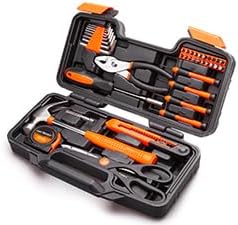 CARTMAN 39 Piece Tool Set General Household Hand Kit with Plastic Toolbox Storage Case Orange