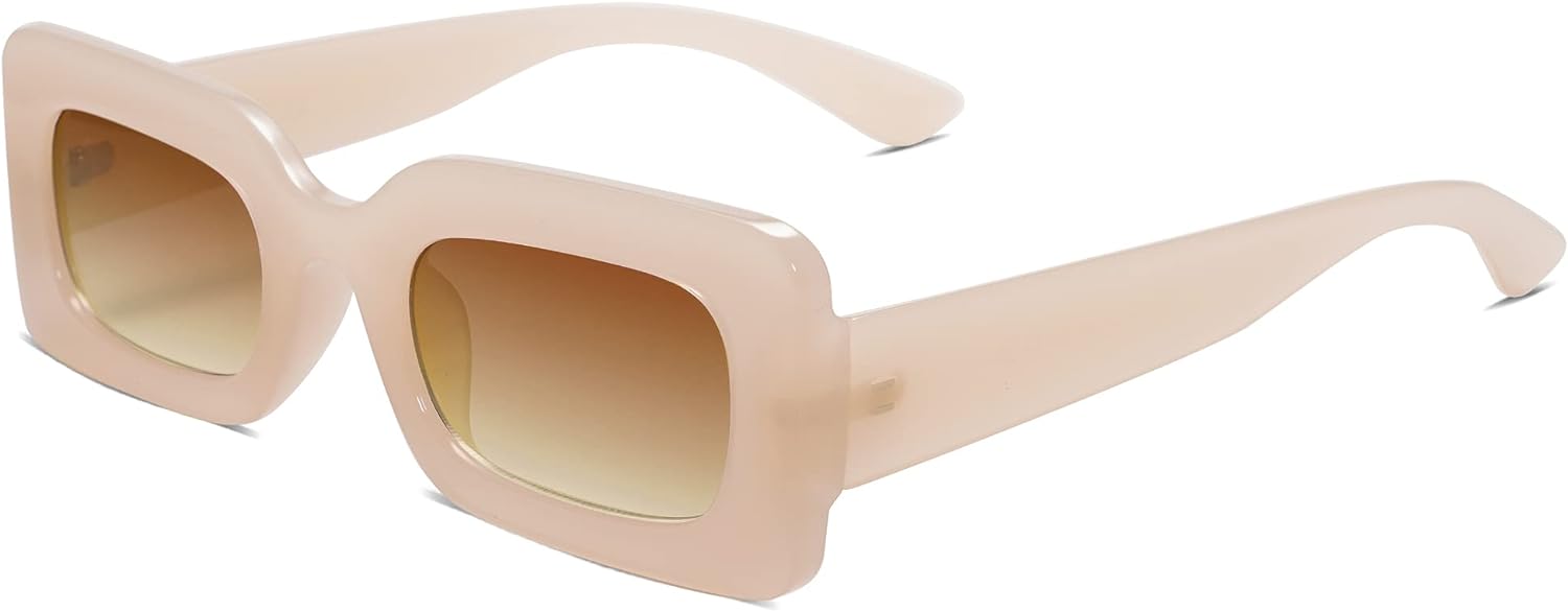 SOJOS Retro 90s Nude Rectangle Sunglasses Womens Mens Trendy Chunky Glasses