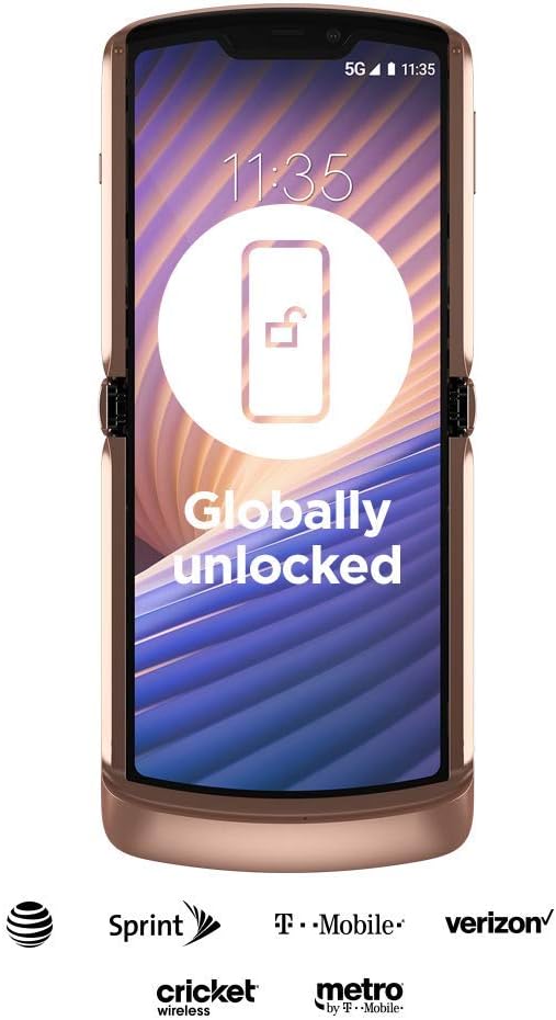 Razr 5G | Unlocked| Made for US by Motorola | 8/256GB | 48MP Camera | 2020 | Blush Gold