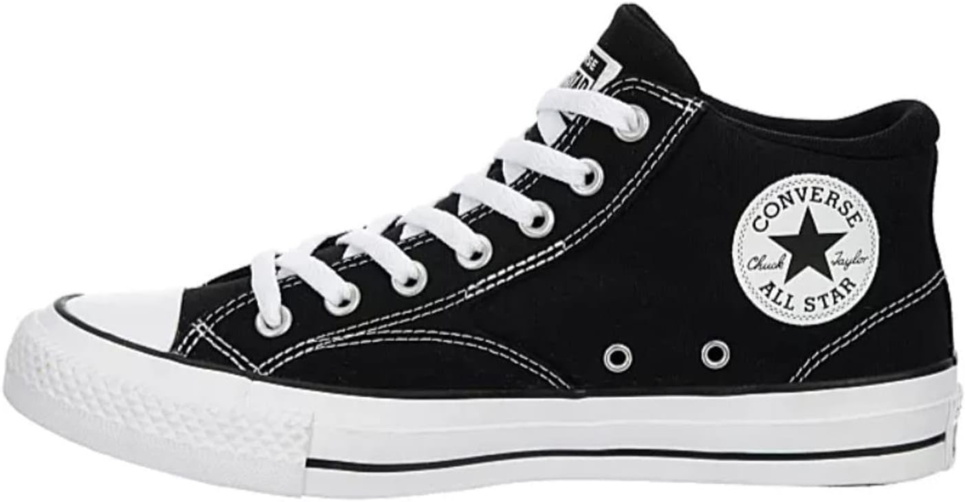 Converse Unisex Chuck Taylor All Star Malden Street Mid High Canvas Sneaker - Lace up Closure Style - Black White, 14 Women/12 Men