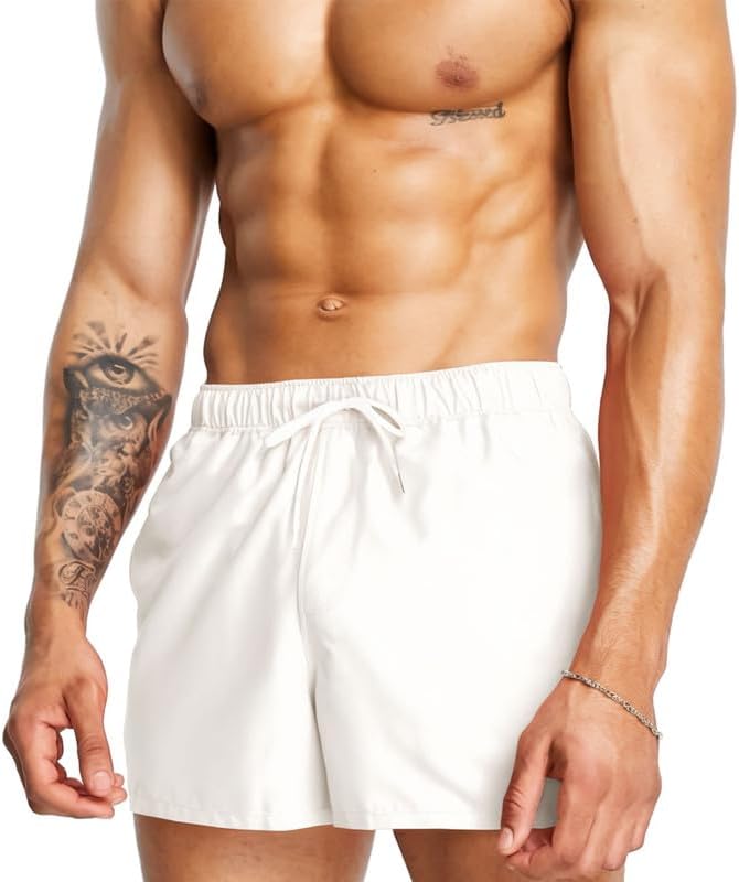 Mens Swim Trunks 5" with Mesh Lining Quick Dry Beach Shorts for Swimming Men Bathing Suit