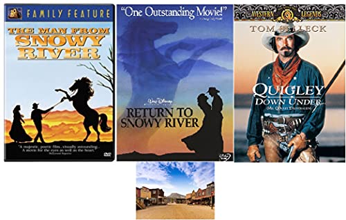 THE MAN FROM SNOWY RIVER/RETURN TO SNOWY RIVER & QUIGLEY DOWN UNDER 3 DVD SET WITH BONUS GLOSSY PRINT WESTERN ART CARD