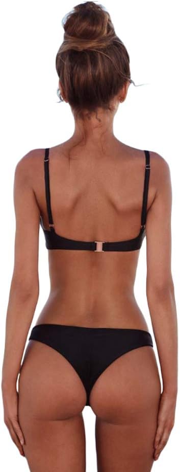 meioro Bikini Set Swimsuits for Women Low Waisted Two Piece Swimwear with Brazilian Push up Top Cheeky Bottom Bathing Suits