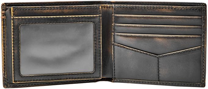 Fossil Men's Leather Bifold Wallet with Flip ID Window for Men