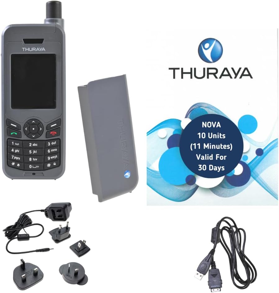 Thuraya XT-LITE Satellite Phone Telephone & NOVA Prepaid SIM Card with 10 Units (11 Minutes) 30 Days Validity - Voice, Text Messaging SMS