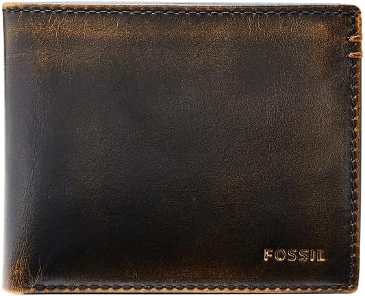 Fossil Men's Leather Bifold Wallet with Flip ID Window for Men