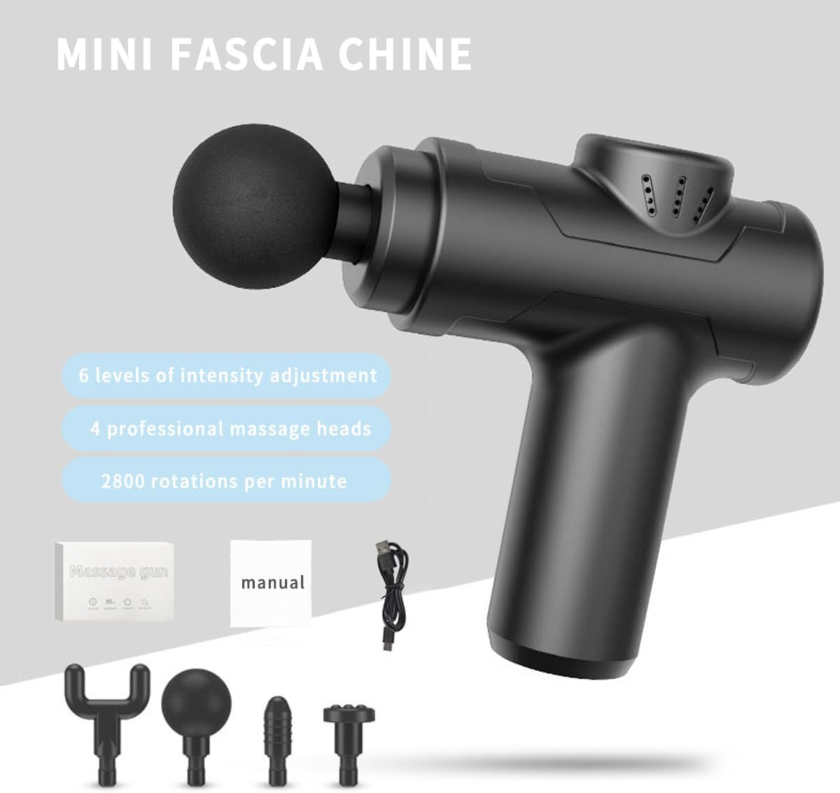 Massage Gun, Deep Tissue Massager Gun Muscle Massager with 4Heads 6 Speeds, Portable Electric Massage