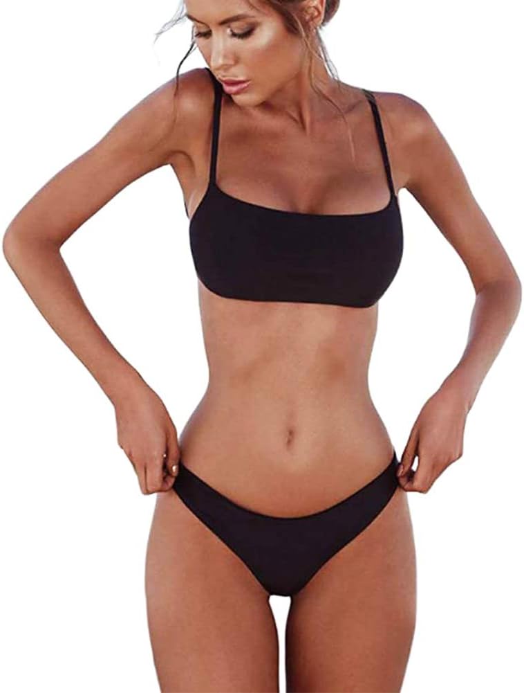 meioro Bikini Set Swimsuits for Women Low Waisted Two Piece Swimwear with Brazilian Push up Top Cheeky Bottom Bathing Suits