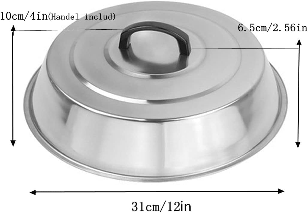 ZBXFCSH Griddle Accessories 12 Inch Round Stainless Steel Cheese Melting Dome, Steaming & Basting Griddle Cover - Best for Use in Flat Top Griddle Grill Cooking Indoor or Outdoor