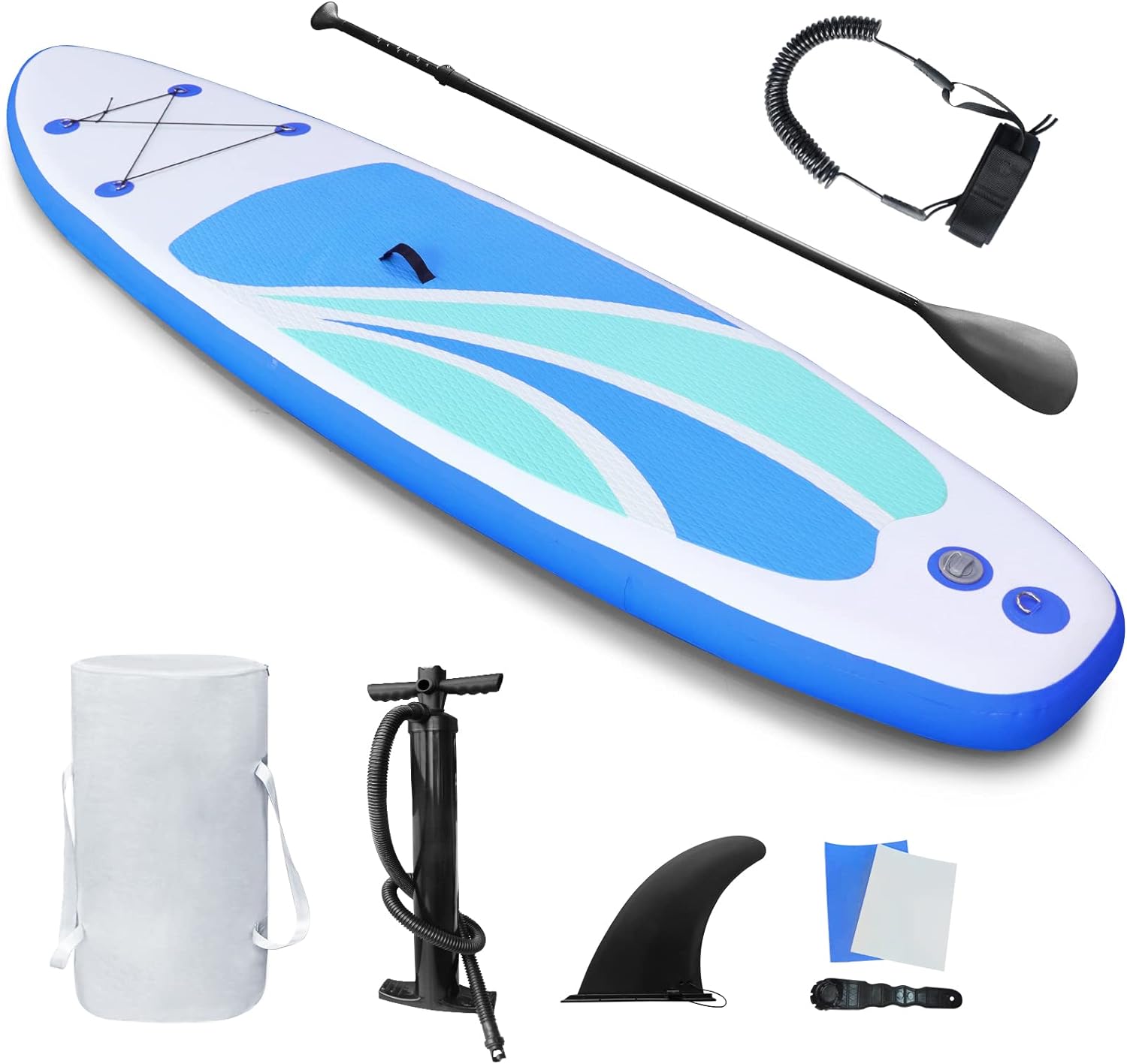 Inflatable Stand Up Paddle Board for Adult All Skill Levels- 10'4" Ultra-Light SUP Paddleboard with Durable Non-Slip Deck and Paddle Board Accessories Fins, Adjustable Paddle, Pump, Backpack, Leash