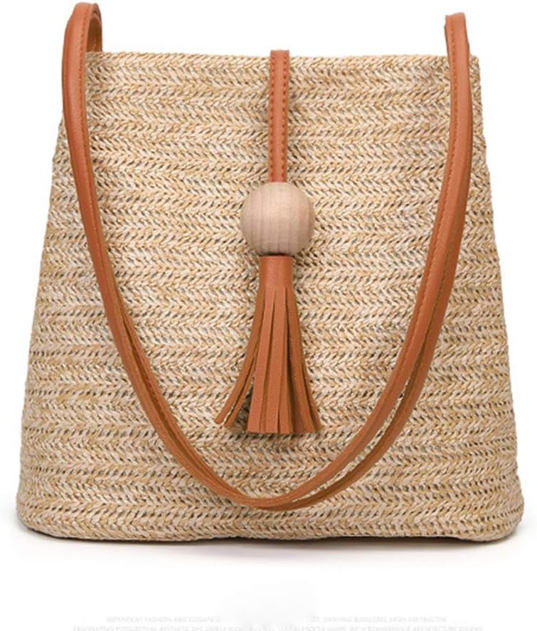 GL-Turelifes Round Summer Straw Bag Big Weave Handbags Beach Shoulder Bags Vocation Tote HandbagsTravel Bag for Women