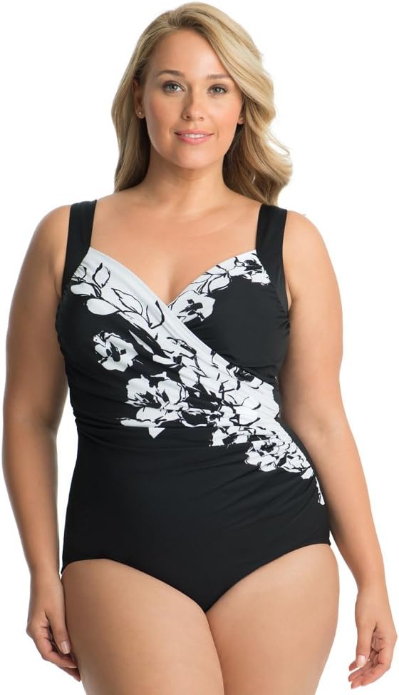 Miraclesuit Women's Plus Size Swimwear Sub Rosa Sanibel Sweetheart Neckline Underwire Bra One Piece Swimsuit