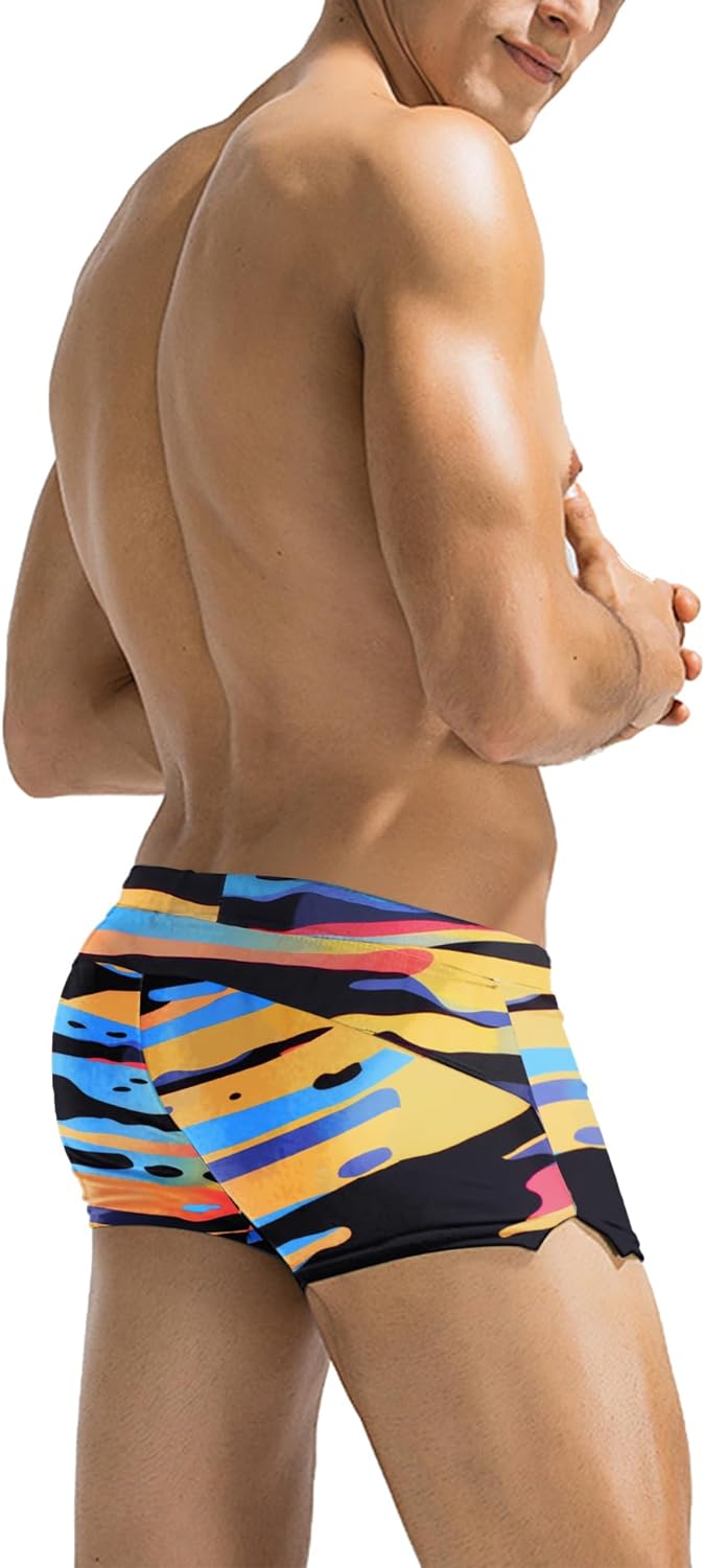 COOFANDY Mens Swim Trunk Swimwear Bathing Suit Swim Brief Square Leg Board Short S-3XL