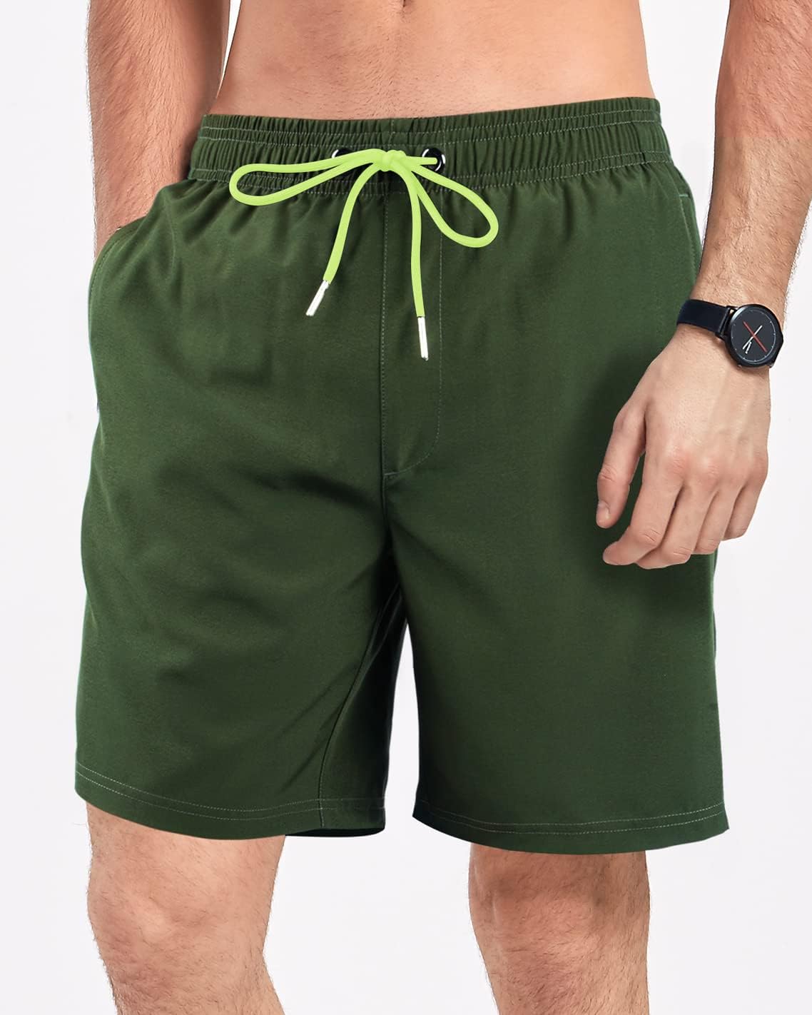 Mens Swim Trunks with Compression Liner Quick Dry Swim Shorts 7 inch Bathing Suit Swimwear with Pockets