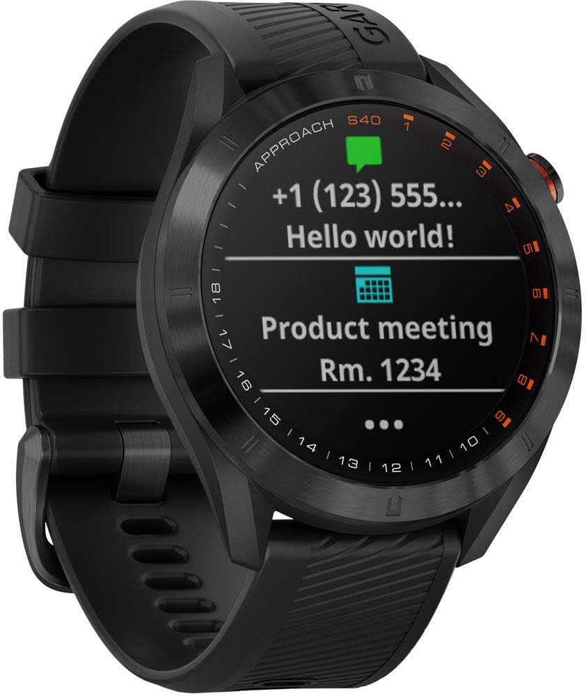 Garmin Approach S40, Stylish GPS Golf Smartwatch, Lightweight with Touchscreen Display, Black