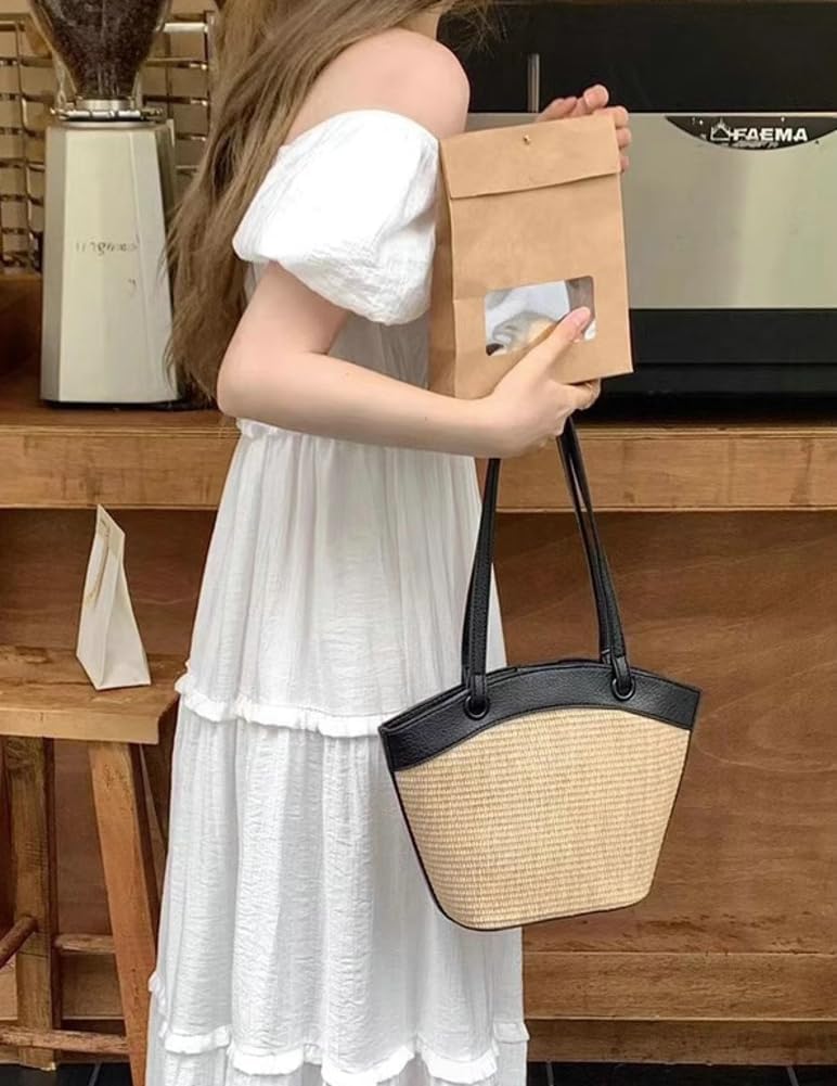 Straw Bag for Women Straw Beach Bag Tote Bag French Retro Shoulder Bag Handbag Summer Woven Hobo Bag 2024 Travel Tote Bags