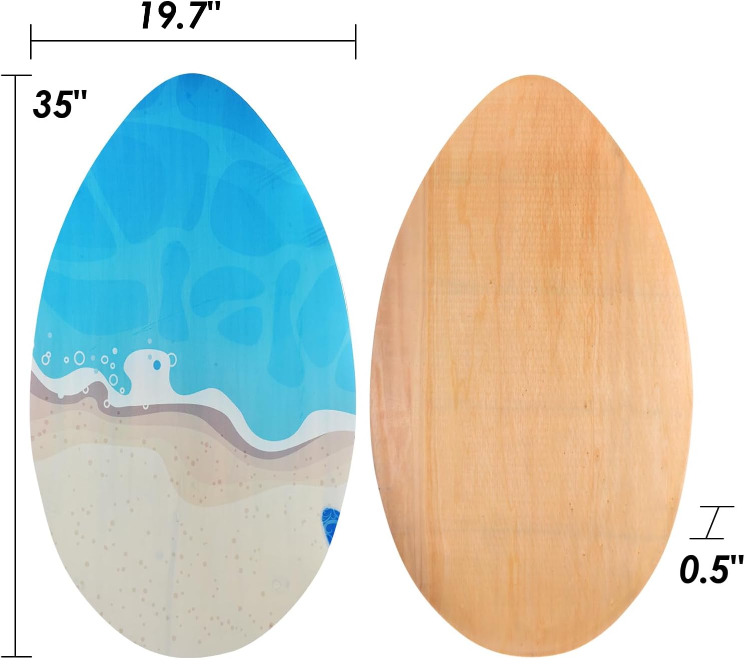 seething 35 Inch Skimboard with High Gloss Coat Wood Skim Board for Beginners,Kids, Teenagers, Adults and All Skimming