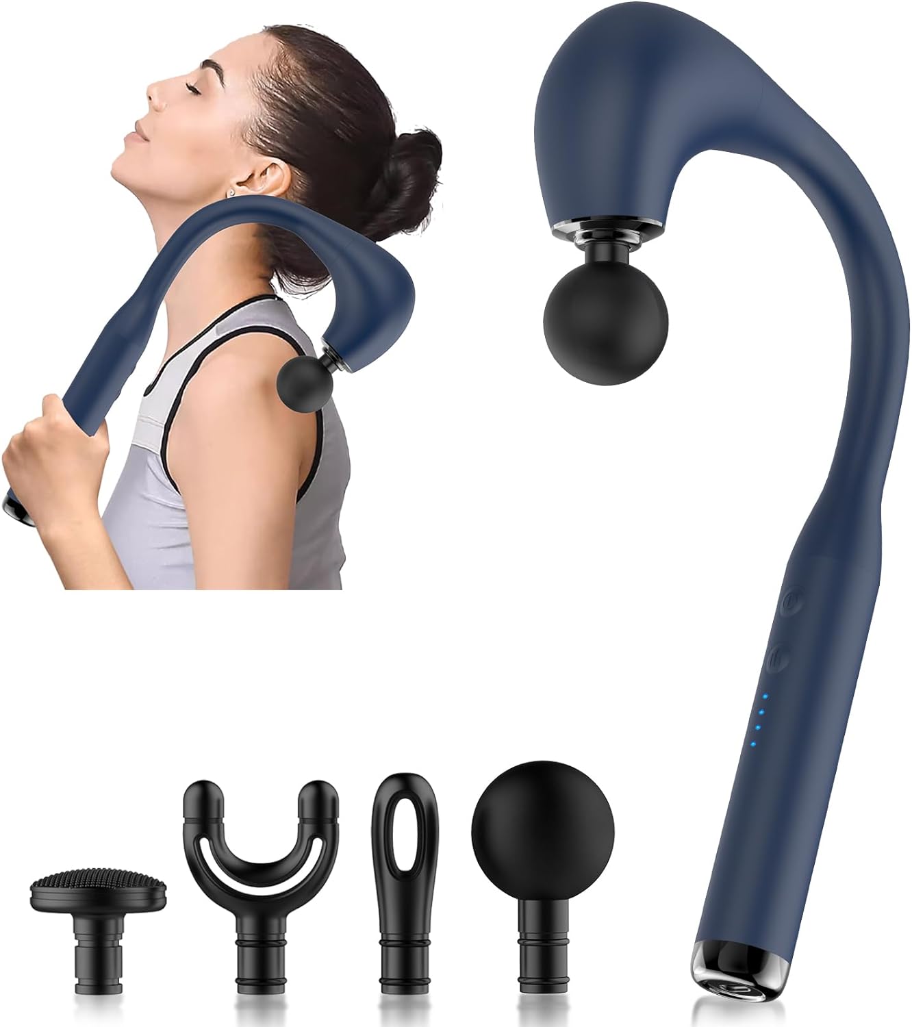 Massage Gun with Extended Handle Revolutionary U-Shaped Back Massager for Pain Relief Deep Tissue Body Massager for Neck,Shoulder,Leg-Reach Every Muscle with Ease