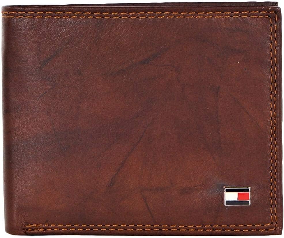 Tommy Hilfiger Men's Passcase Wallet with Multiple Card Slots, Tan Huck, One Size