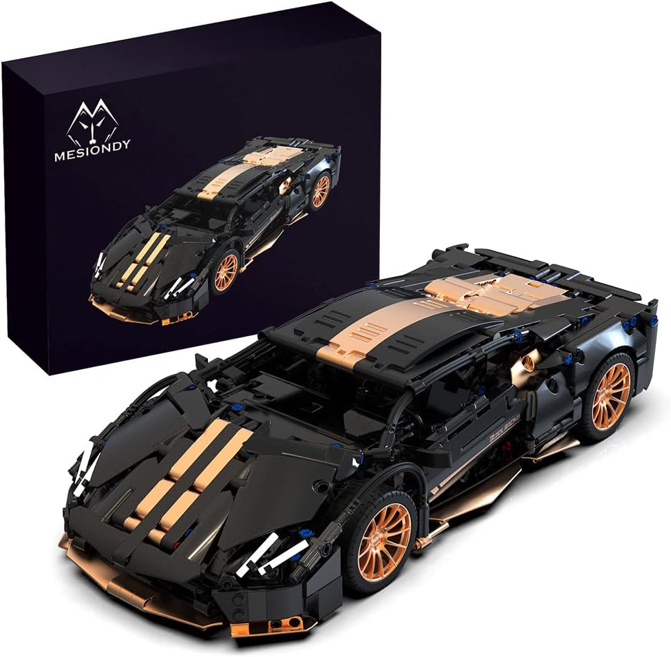 Mesiondy 1:14 Scale Sports Car Building Blocks Set, 1309 Piece Model Kit for Ages 12+ and Adults, Super Car Toys for Boys