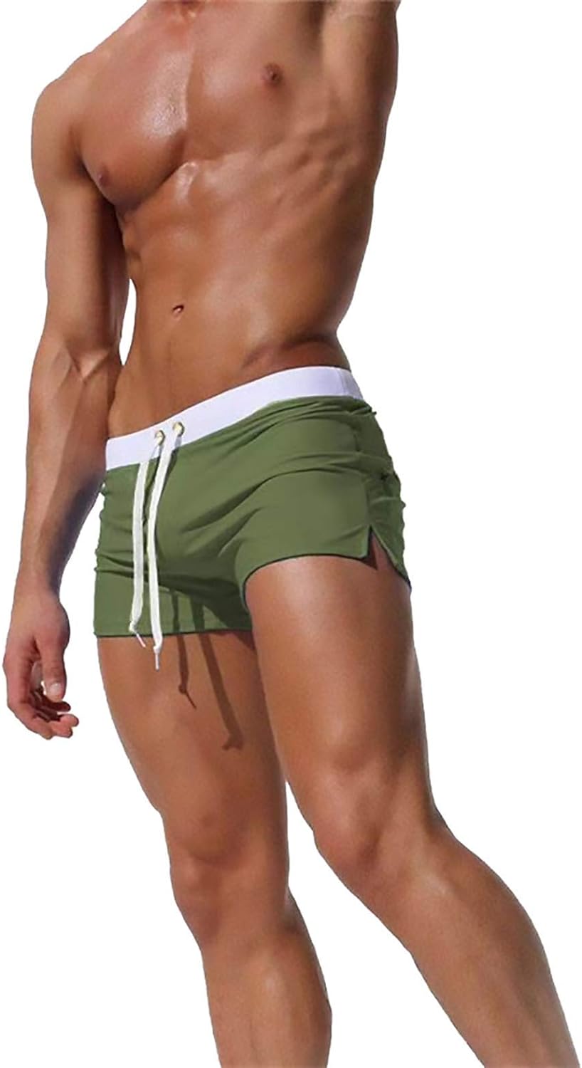 Mens Swimwear Short Swim Trunks with Zipper Pocket