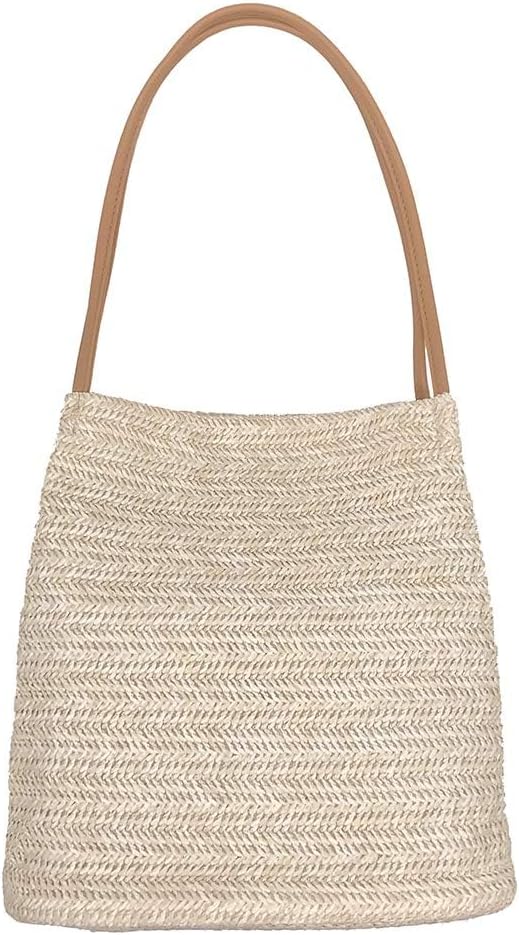 Straw Beach bag Buckets Totes Handbag Shoulder Bag Tote Bag Purses 2024 New Women Summer Beach Handbag (Light Beige)