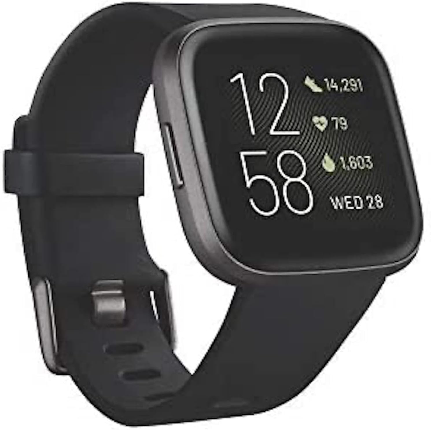 Fitbit Versa 2 Health and Fitness Smartwatch with Heart Rate, Music, Alexa Built-In, Sleep and Swim Tracking, Black/Carbon, One Size (S and L Bands Included)