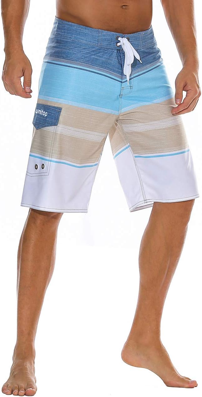 unitop Men's Bathing Board Trunks Beach Shorts Holiday Hawaiian Colorful Striped