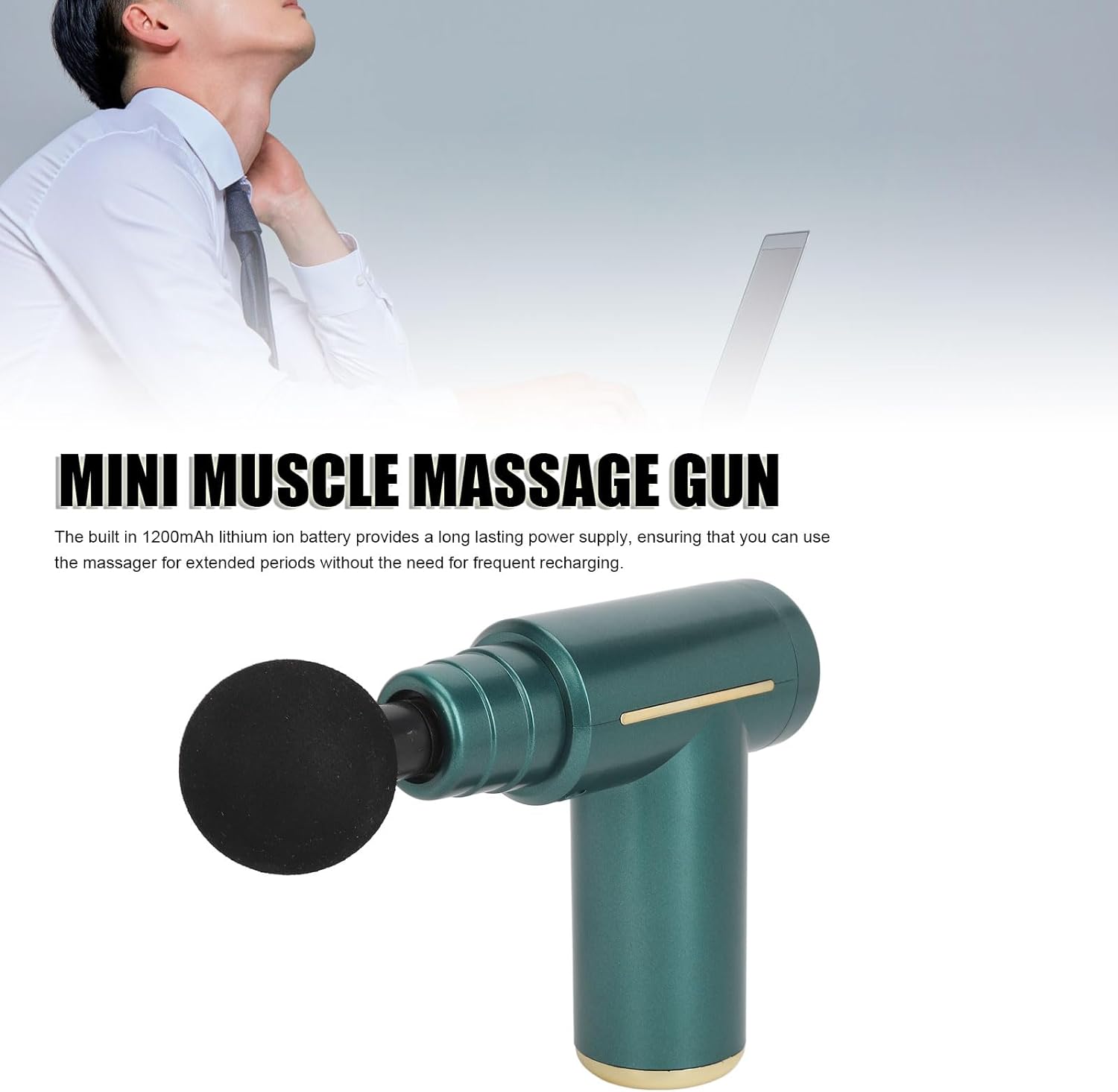 Mini Muscle Massage Gun Deep Tissue USB Rechargeable Percussion Massager Gun for Calf Legs with 4pcs Replacement Heads