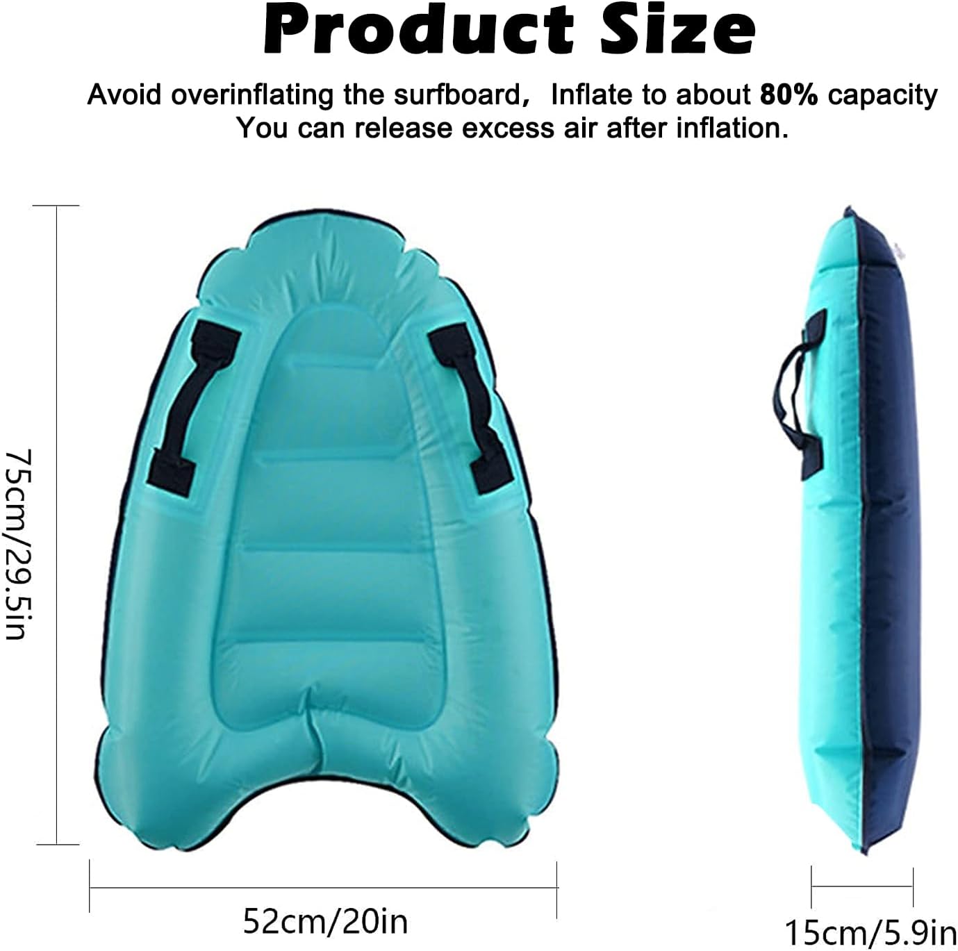 Portable Inflatable Surfboard, Lightweight Swimming Pool Float with Handles, Surf Boards for Travel, Beach Surfing Swimming, Water Entertainment Surf Body Board for Kids and Adults