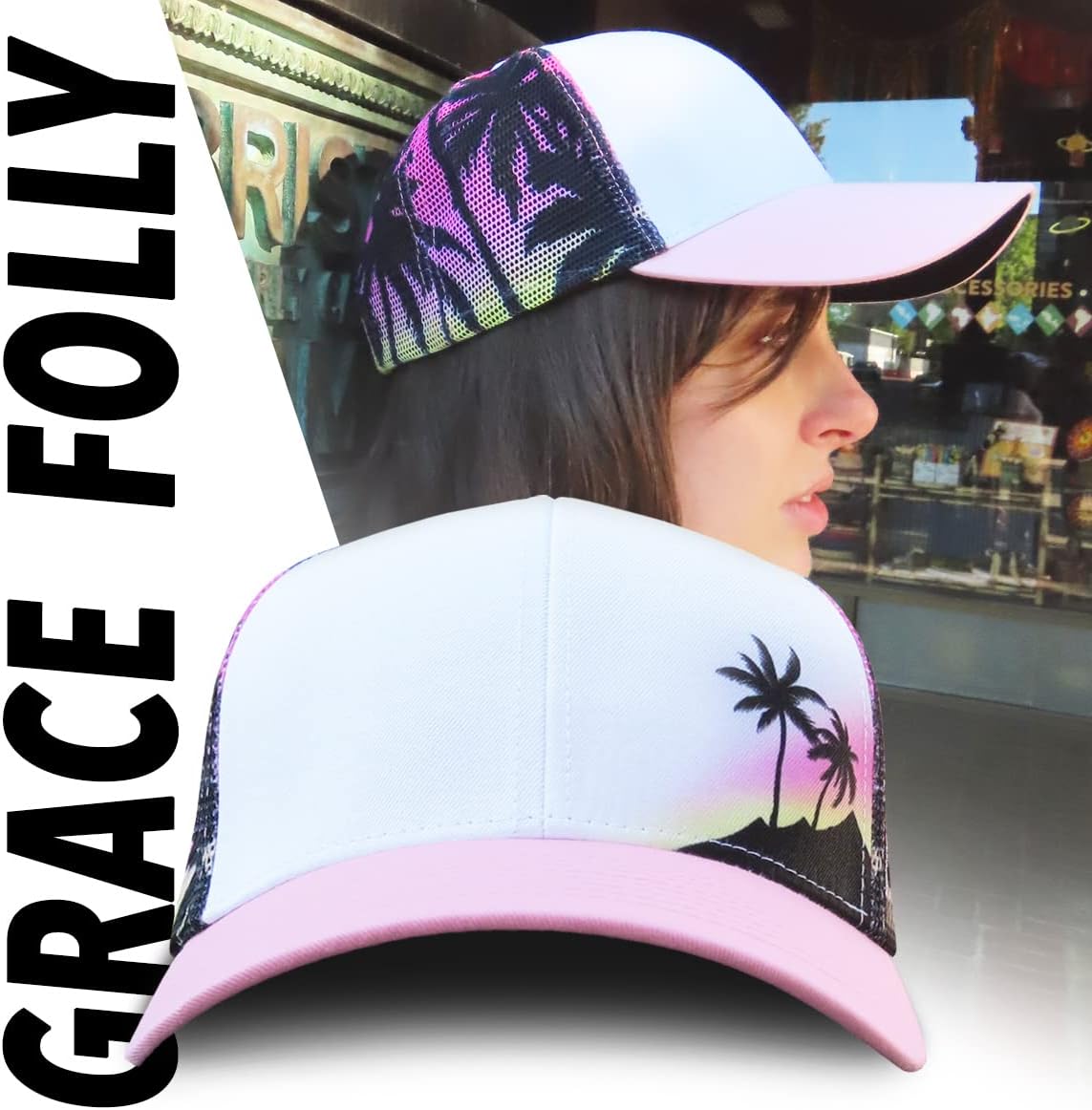 Grace Folly Beach Trucker Hats for Women- Snapback Baseball Cap for Summer