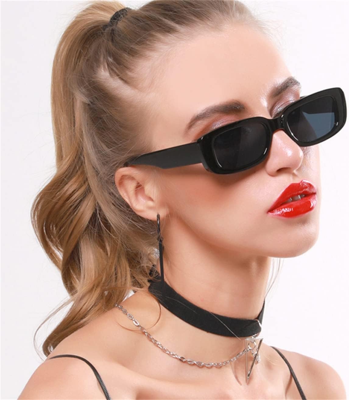 ADE WU Rectangle Sunglasses for Women Men Retro 90s Sunglasses Trendy Black Tortoise Shell Glasses Y2K