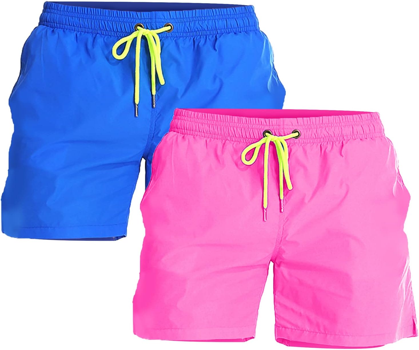 YnimioAOX 2 Pack Men's Swim Trunks Quick Dry Beach Shorts with Mesh Lining