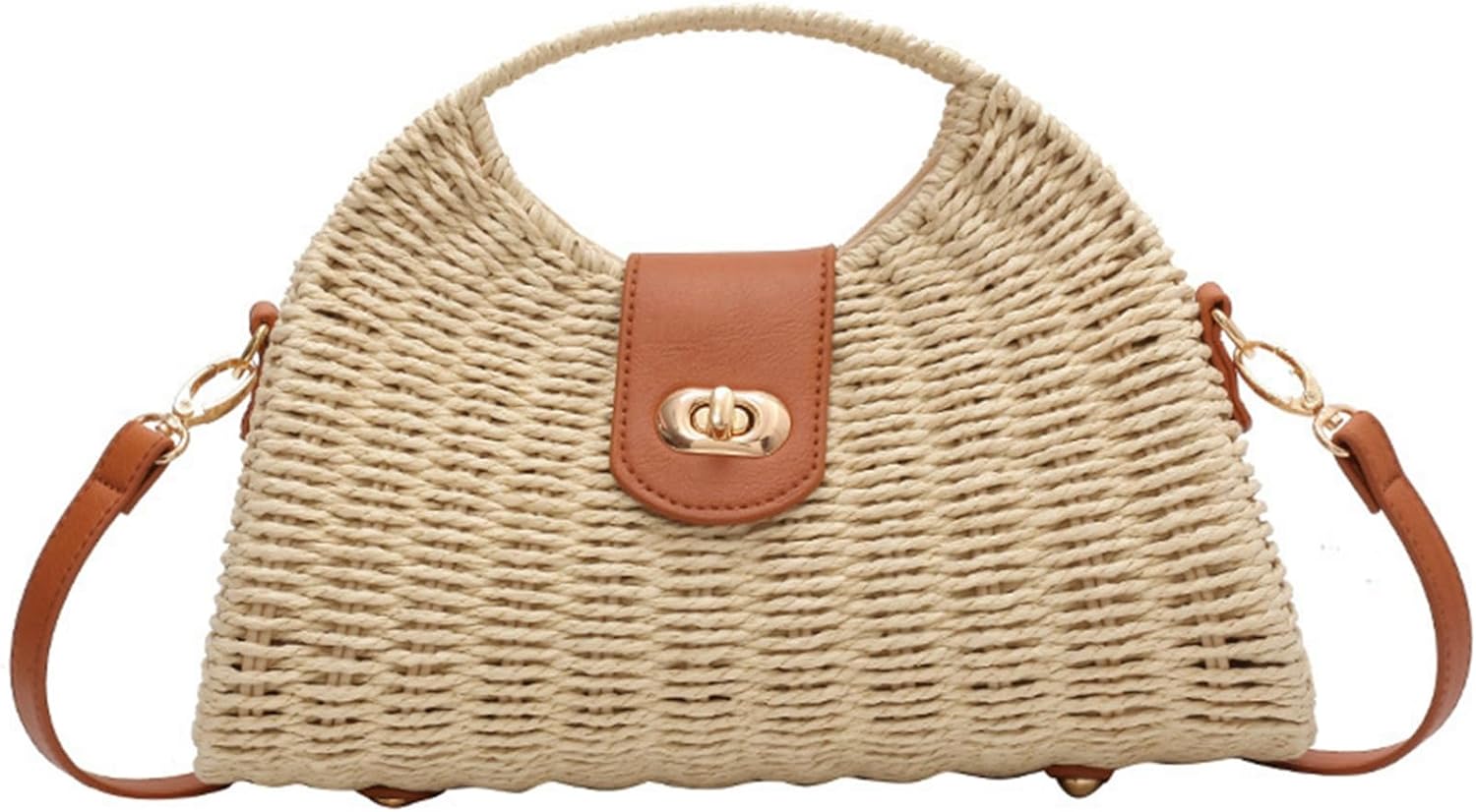 Straw Crossbody Bags for Women Beach Handbags Wicker Summer Purse Woven Island Beach Bags Natural Bag