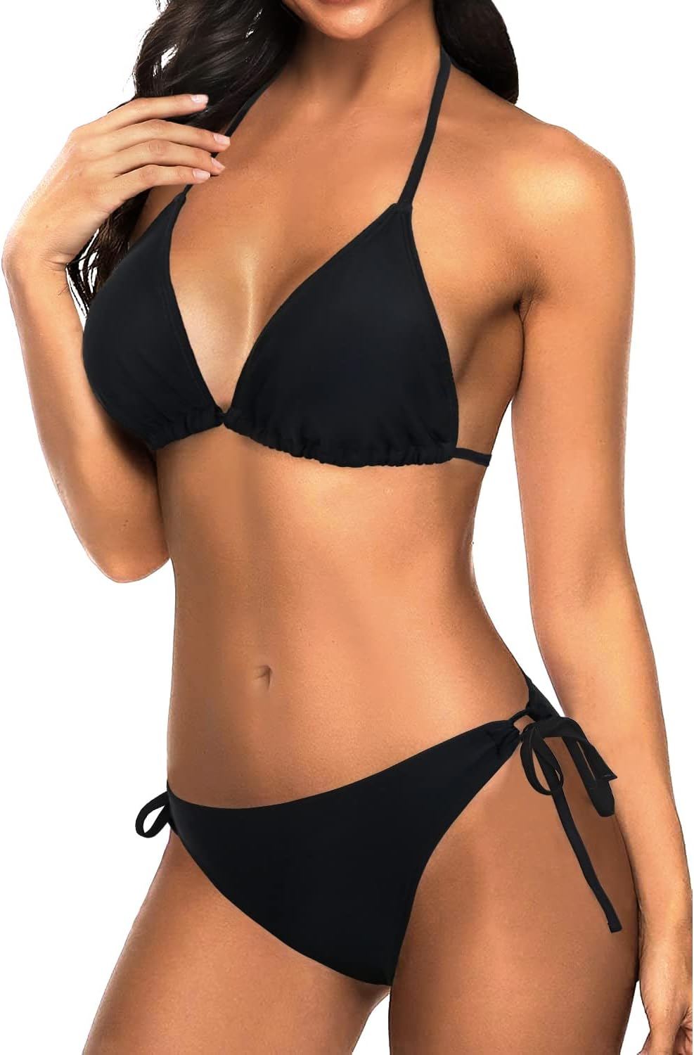 Tempt Me Women Triangle Bikini Sets Halter Two Piece Sexy Swimsuit String Tie Side Bathing Suit