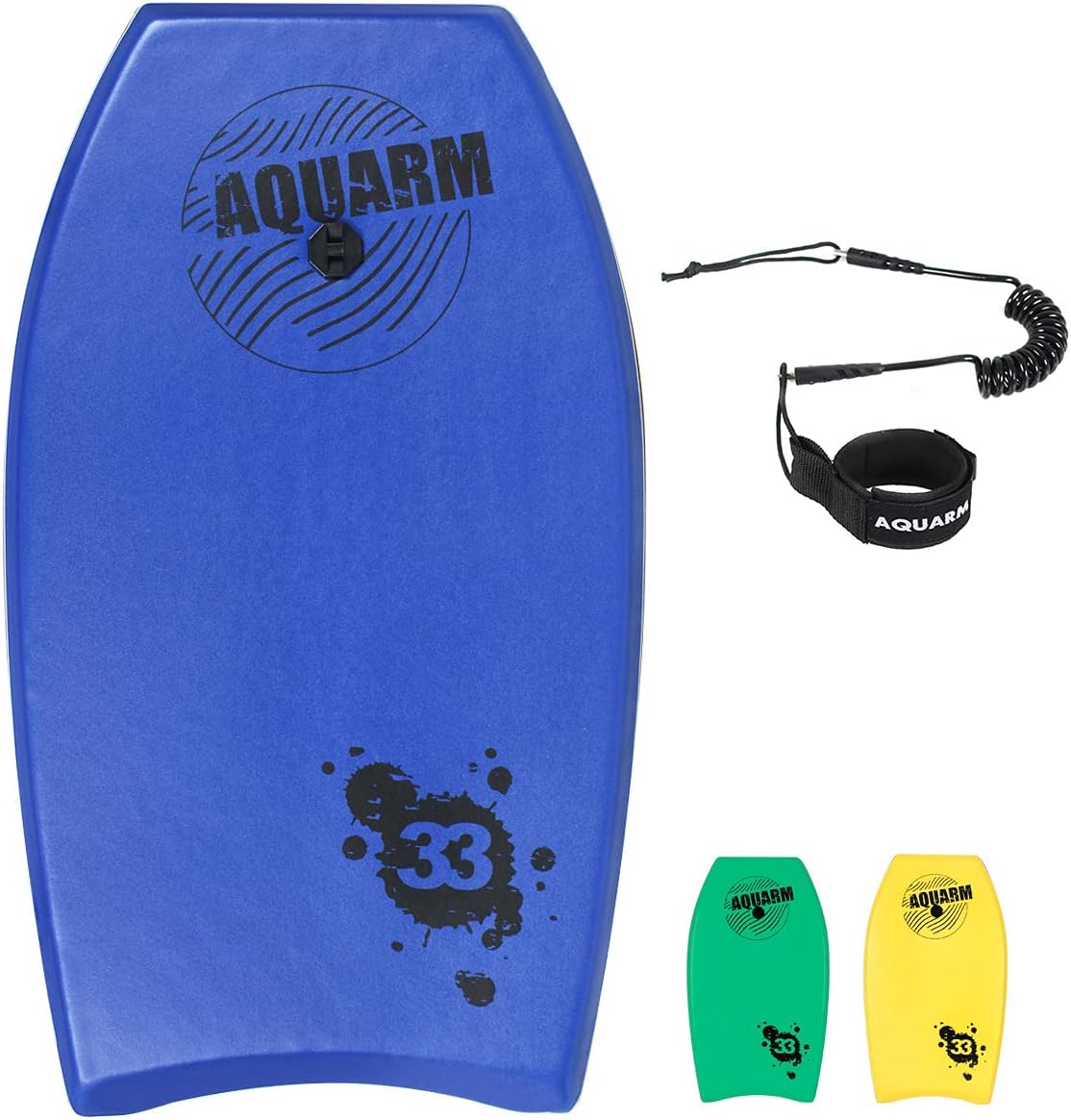 Bodyboard with Wrist Leash, 33-inch/37-inch/42-inch Lightweight Body Board with EPS Core and High-Speed Slick Bottom Surface, Perfect Surfing for Kids Teens and Adults