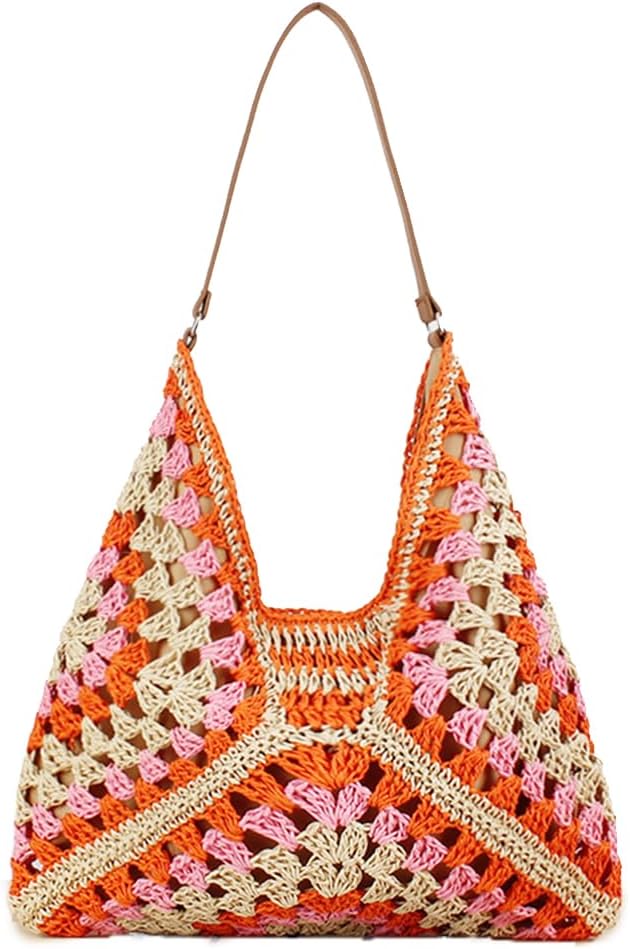 Rejolly Straw Hobo Bag for Women Tote Bag Summer Vacation Beach Handbags Boho Bohemian Style Shoulder Purse