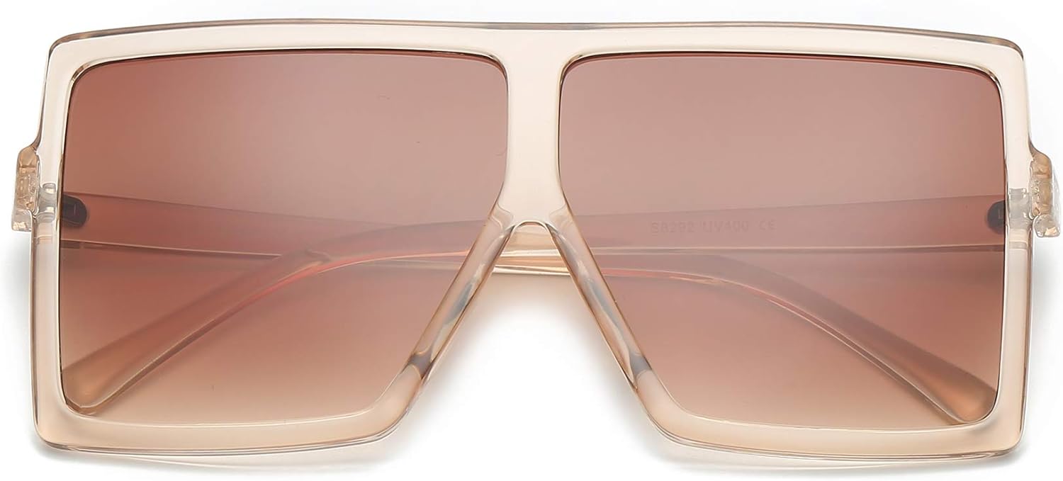 GRFISIA Square Oversized Sunglasses for Women Men Flat Top Fashion Shades