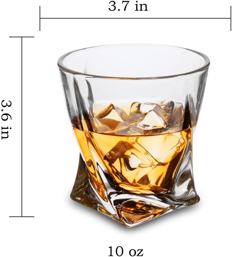 KANARS Crystal Whiskey Glass - Set of 6 Rocks Glasses 10 Oz in Luxury Box - Lowball Bar Tumblers for Scotch Cocktail Irish Whisky Cognac Rum - Christmas Gifts for Men Dad - Ultra Clear