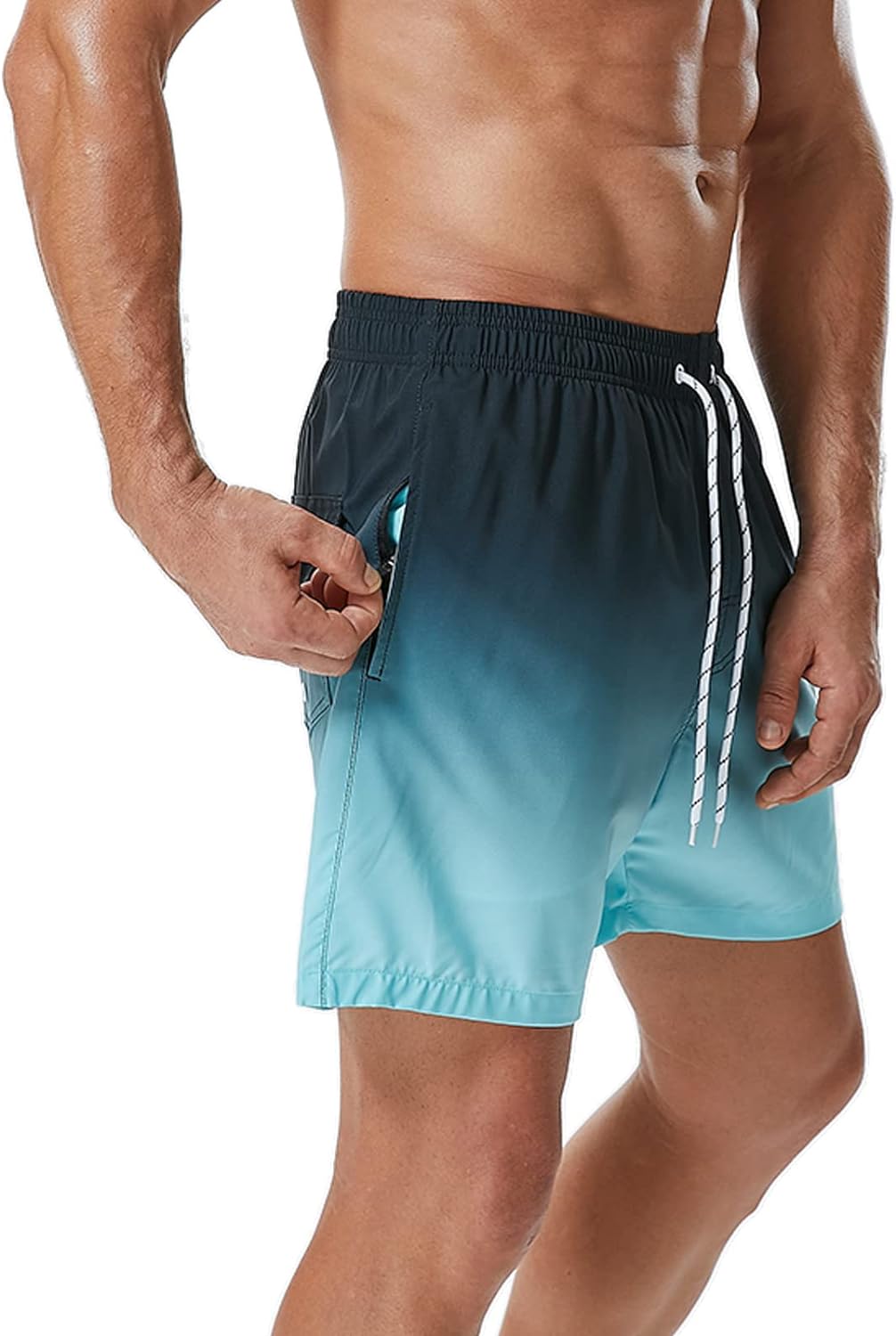 SILKWORLD Mens Swimming Trunks with Compression Liner Quick Dry 5 inch Swim Shorts with Zipper Pockets