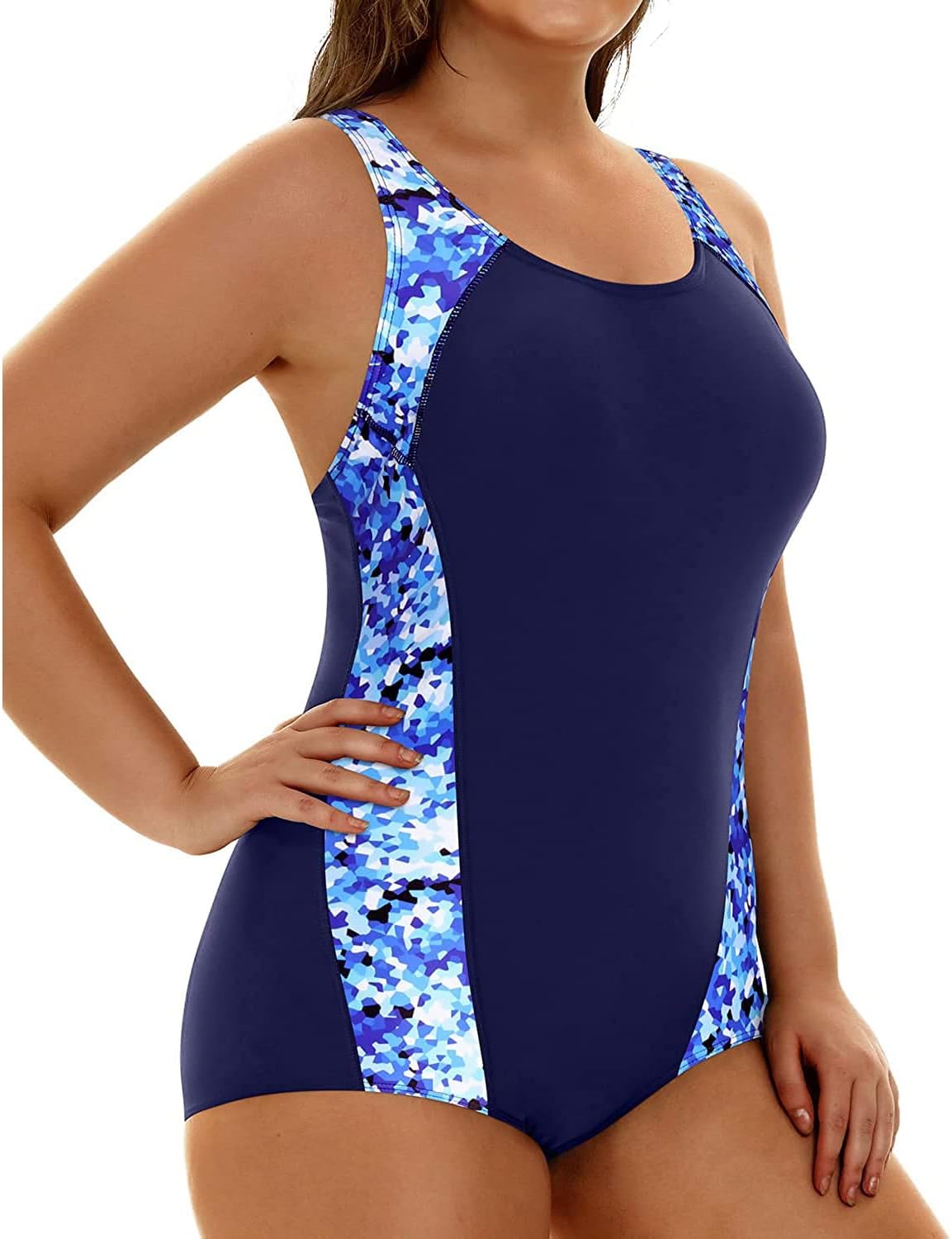 Aqua Eve Plus Size Swimsuits Athletic One Piece Bathing Suit for Women Tummy Control Slimming Swimwear