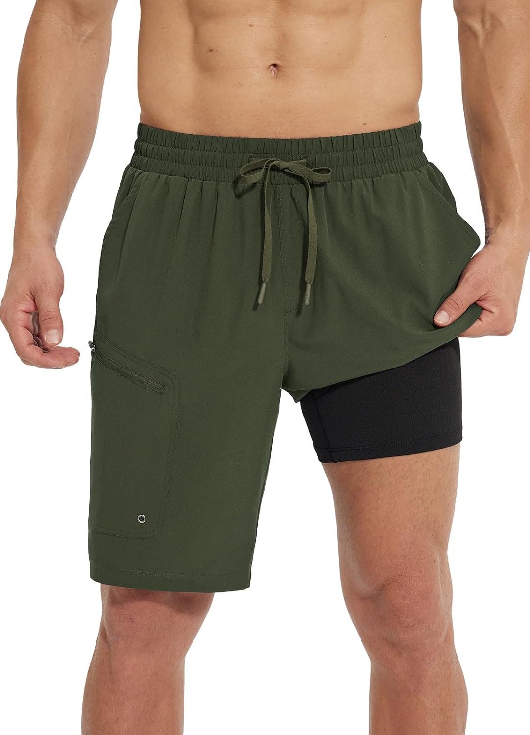 BALEAF Men's Swim Trunks 5.5 & 7 & 9 Inch Board Shorts with Compression Liner Quick Dry Swim Shorts with Zipper Pockets