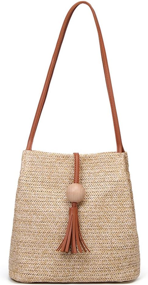 GL-Turelifes Round Summer Straw Bag Big Weave Handbags Beach Shoulder Bags Vocation Tote HandbagsTravel Bag for Women