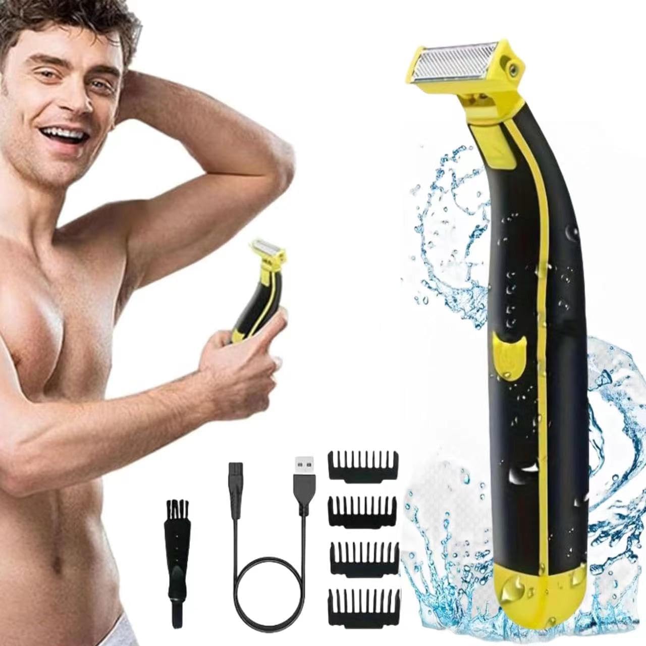 Full Body Washed Wet and Dry Shaver, Men's Electric Shaver, Body Groomer Shaver, Ergonomic Body Shaver, Dry Wet Waterproof Mens Rotary Facial Shaver, USB Mans Grooming Kit Rechargeable (1)