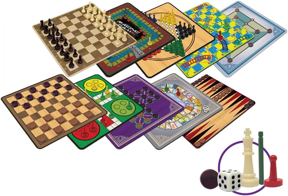 Merchant Ambassador: Classic Games, Enjoy 100 Different Games, Includes 5 Double-Sided Playing Boards, Fun for Children and Adults, For Ages 3 and up