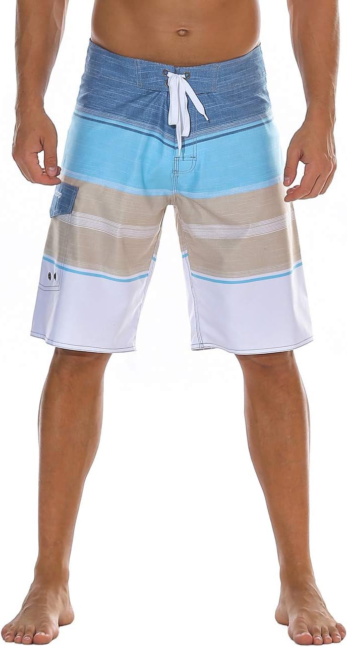 unitop Men's Bathing Board Trunks Beach Shorts Holiday Hawaiian Colorful Striped